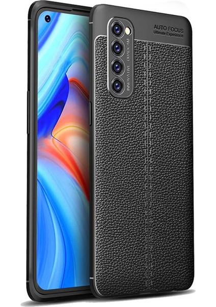 Oppo Reno 4 Pro (4g) Leather Tpu Silikon Kılıf - Siyah