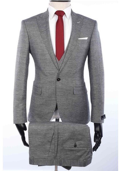 Slimfit Yelekli Drop 6 Takım-Gri