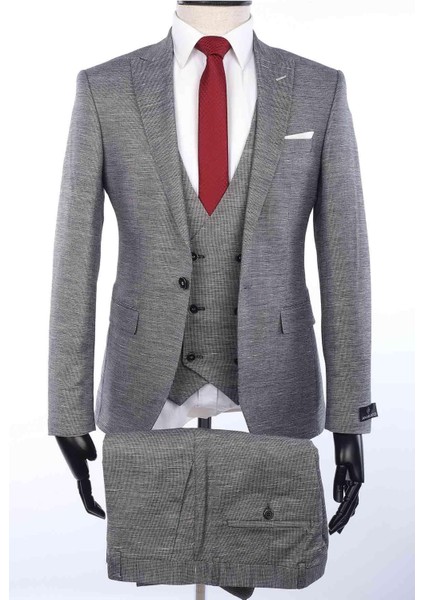 Slimfit Yelekli Drop 6 Takım-Gri