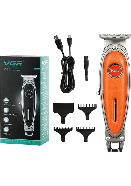 V-262 5 W USB Metal Deri Profesyonel Saç Kesme (Siyah) (Yurt Dışından)
