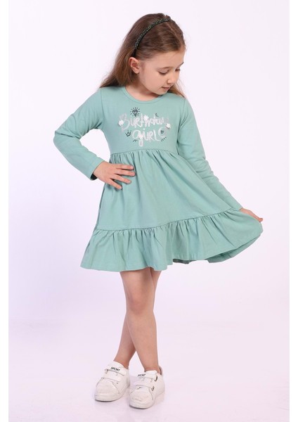 Toontoy Kız Çocuk Birthday Girl Baskılı Elbise