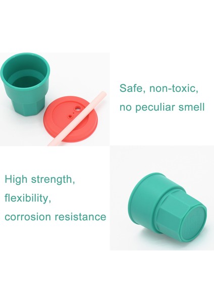 Çocuk Silikon Saman Bardaklar Damla ve Yüksek Sıcaklığa Dayanıklı Su Bardağı Yeşil Fincan + Sarı Kapak (300ML) (Yurt Dışından) modelleri