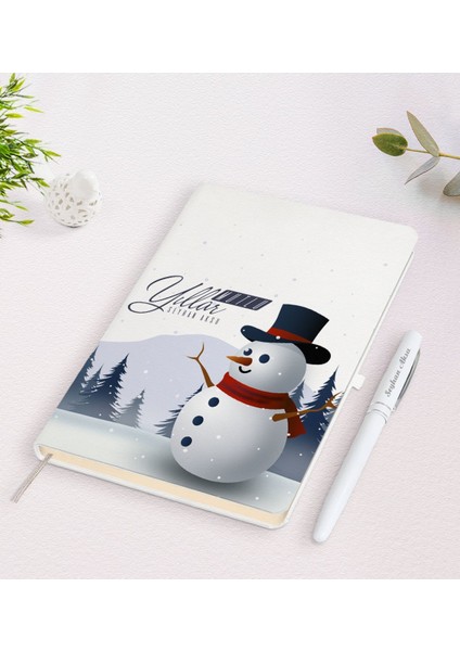 Kişiye Özel Yılbaşı Mutlu Yıllar Beyaz Defter + Kalem Seti-19