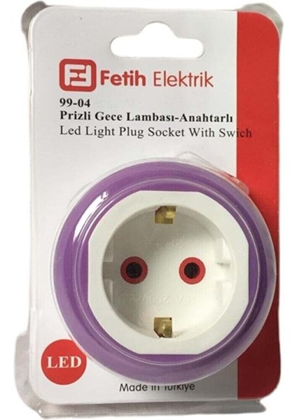 Gece Lambası Prizli LED Anahtarlı 99-04 - Mor