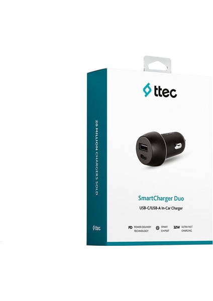 Smartcharger Duo Pd 32W Araç Hızlı Şarj Aleti Usb-C+Usb-A