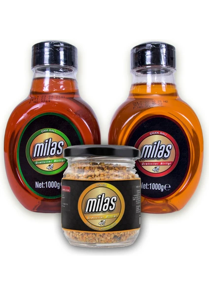 Milas Üreticiler Birliği Polen + Çam Balı 1 kg + Çiçek Balı 1 kg