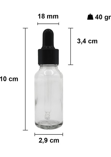 20 cc Şeffaf Damlalık Metal Siyah Sızdırmaz Kapaklı 20 ml Dropper Cam Serum Şişesi 42 Adet fiyatları