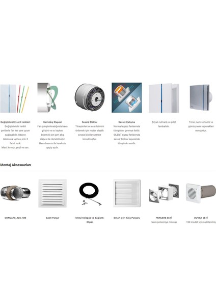 Dekoratif Rengarenk Desenli Havalandırma Fanı Barcelona Silent 100 Cz Design Ultra Sessiz Banyo Wc Aspiratörü Soler Palau Estetik Dizayn