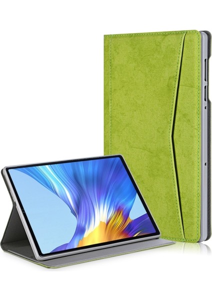 Lenovo Tab M10 Plus Için Kart Yuvası ve Braket ile Düz Renk Deri Çanta-Siyah (Yurt Dışından)
