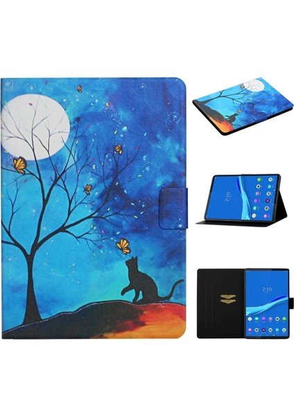 Lenovo Tab Fhd M10 Plus X606F Için Braket ve Kart Yuvası ile Boyalı Deri Çanta-Stil 1 (Yurt Dışından)