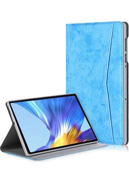 Lenovo Tab M10 Plus Için Kart Yuvası ve Braket ile Düz Renk Deri Çanta-Siyah (Yurt Dışından)