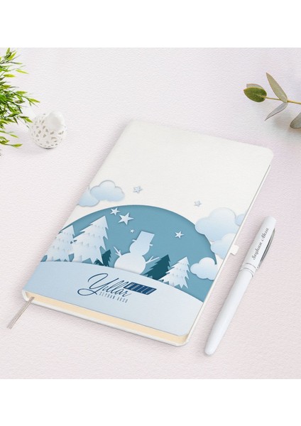 Kişiye Özel Isimli Yılbaşı Mutlu Yıllar Beyaz Defter ve Kalem Hediye Seti-22
