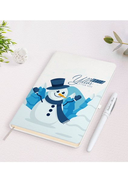 Kişiye Özel Isimli Yılbaşı Mutlu Yıllar Beyaz Defter ve Kalem Hediye Seti-21
