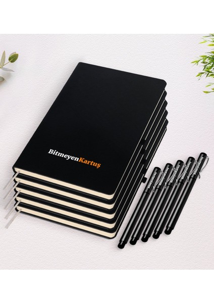 Firmanıza Özel 10 Adet Logolu Siyah Defter ve Kalem Seti