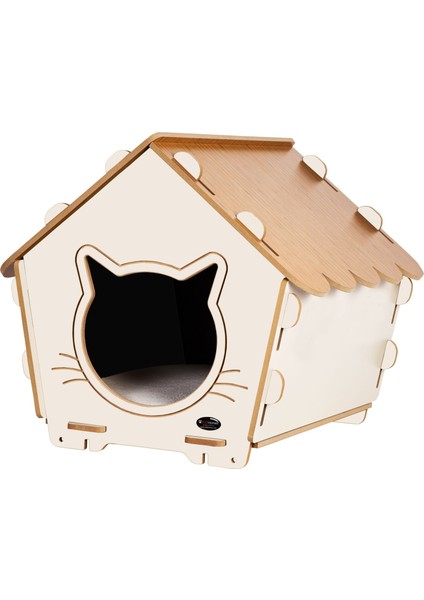 Kedi Evi - Kedi Kulübesi Bej