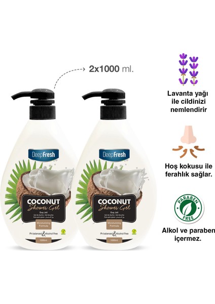 Duş Jeli Coconut 1 Lt X 2 Adet
