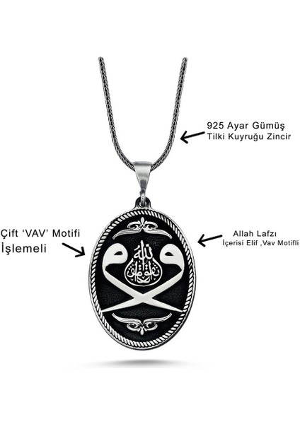 Çift Vav Motifli 925 Ayar Gümüş Kolye fiyatları