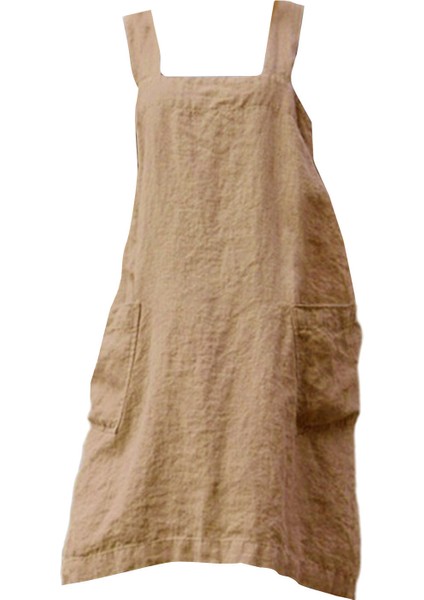 Pamuk Keten Önlük Cep Cross Back Chef Önlükleri Kadınlar Için M Haki (Yurt Dışından) fiyatları