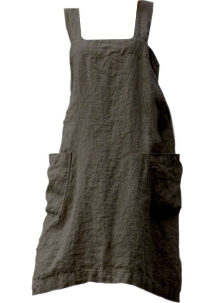 Pamuk Keten Önlük Cep Cross Back Chef Önlükleri Kadınlar Için M Haki (Yurt Dışından) fiyatları