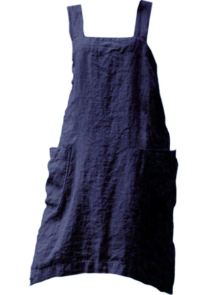 Pamuk Keten Önlük Cep Cross Back Chef Önlükleri Kadınlar Için M Haki (Yurt Dışından)