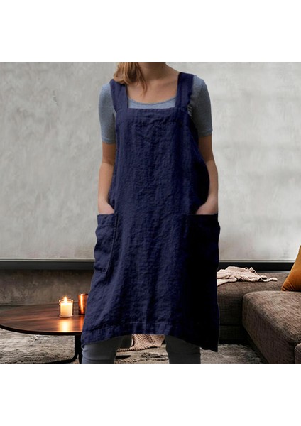 Pamuk Keten Önlük Cep Cross Back Chef Önlükleri Kadınlar Için M Haki (Yurt Dışından) fırsatları