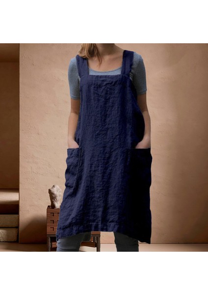 Pamuk Keten Önlük Cep Cross Back Chef Önlükleri Kadınlar Için M Haki (Yurt Dışından) indirimleri