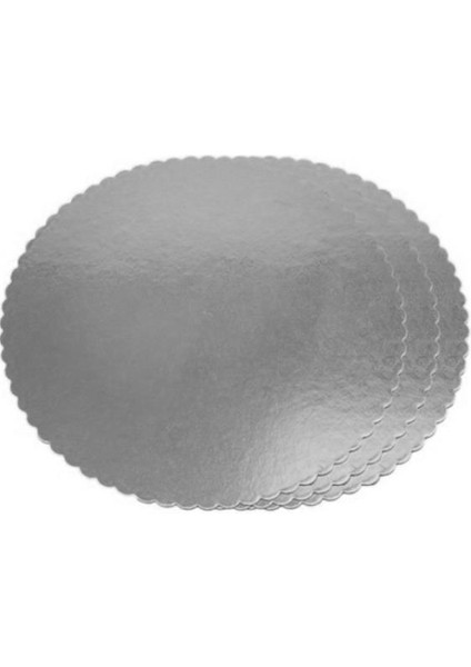 Turta Mendili Pasta Altlığı Gümüş Yuvarlak 28 cm 10 Adet
