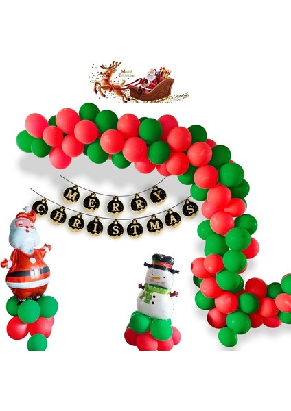 1SD202026 Noel Dekorasyon Lateks Balon Seti Bayrak Balon Seti