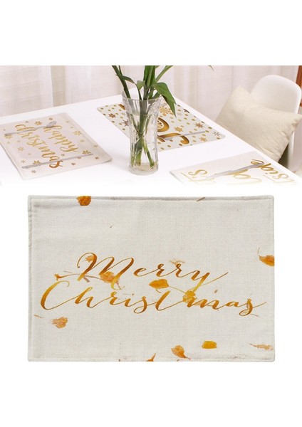Pamuklu Keten Placemats, Şartname: Tek Yan Merry Christmas