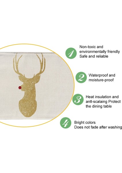 Pamuklu Keten Placemats, Şartname: Tek Yan Merry Christmas