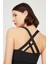 Siyah Hafif Destekli Sırt Detaylı Kaplı Spor Sütyeni Criss Cross 5