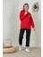 Kırmızı Baskılı Kapüşonlu Sweatshirt 1