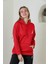 Kırmızı Baskılı Kapüşonlu Sweatshirt 4