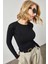 Siyah Yanı Kuşgözü Detaylı Kaşkorse Bluz 2KXK2-45739-02 4