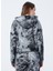 Sweaters K-Leon Kapüşonlu Uzun Kollu Geniş Fit Desenli Gri Kadın Sweatshirt