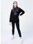 Fabrika K-Oscar-3 Kapüşonlu Uzun Kollu Geniş Fit Baskılı Siyah Kadın Sweatshirt