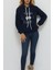 Kapüşonlu Baskılı Sweatshirt Lacivert 1
