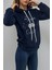 Kapüşonlu Baskılı Sweatshirt Lacivert 4
