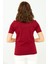 Kadın Likralı Kısa Kollu Tam Balıkçı Bluz Vişne 4