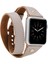 Apple Watch Uyumlu Deri Kordon 38-40MM Slim Çift Tur Gold Trok Erc3 Bej 1