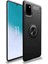 Samsung Galaxy A81 Focus Serisi Yüzük Standlı Silikon Kılıf - Siyah 1