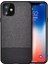 iPhone 12 Fabrik Serisi Kumaş ve Deri Desen Kılıf - Siyah 1