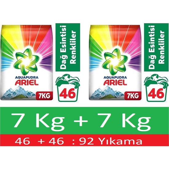 Ariel Matik Dağ Esintisi 7 kg + 7 kg Toz Çamaşır Deterjanı 92 Yıkama Ultra Temizlik