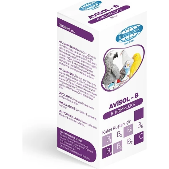 Biyo Biyoteknik Avisol-B Kuşlar Için Vitamin B Kompleks 30 cc