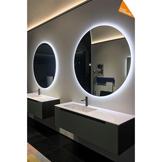 Narkissos Ledli Yuvarlak Banyo Aynası Prizli (70 Cm)