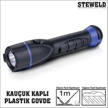 Steweld 961B Kauçuk Kaplı Plastik Gövde Led El Feneri 170X36mm