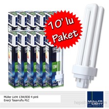 Müller Licht 13W/830 4 pinli Enerji Tasarruflu PLC - 10'lu Paket