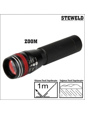 Steweld 661B Alüminyum Telsekopik Zoomlu Led El Feneri