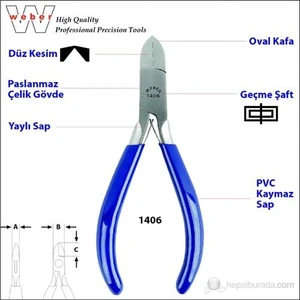 1406 Paslanmaz Çelik Elektronikçi Yan Keski-Yaylı 130 Mm