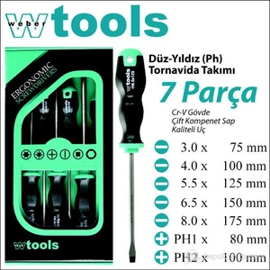 Weber Tools Düz-Yıldız Tornavida Seti 7 Parça